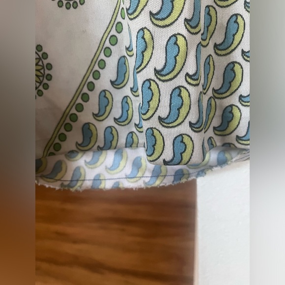 70s Paisley Sundress Medium Blue Midi Straight Button Down Collared Vintage Mod - Picture 9 of 12